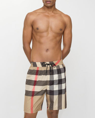 Summer Beach Drawstring Check Swim Shorts