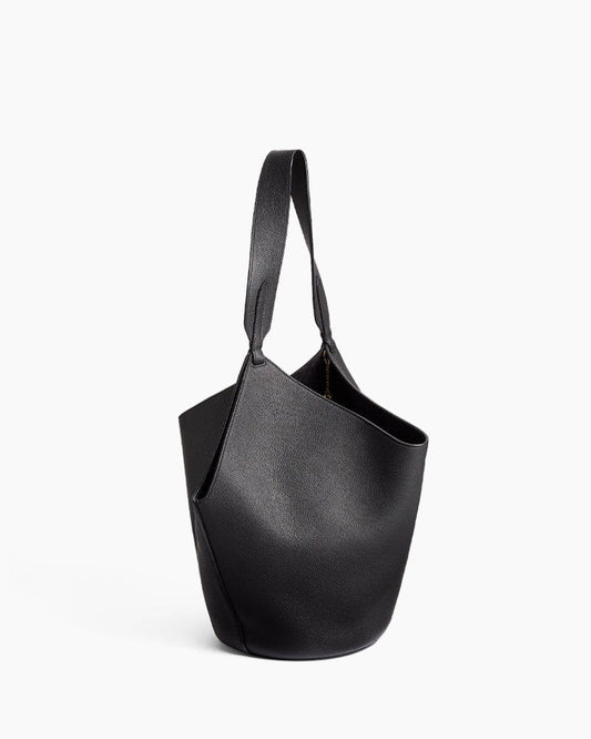 Black Leather Tote for Minimalist Art Gallery Visits
