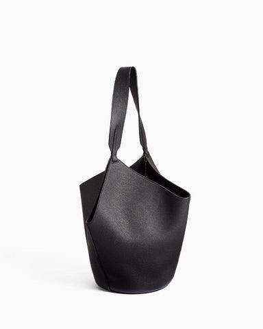 Black Leather Tote for Minimalist Art Gallery Visits
