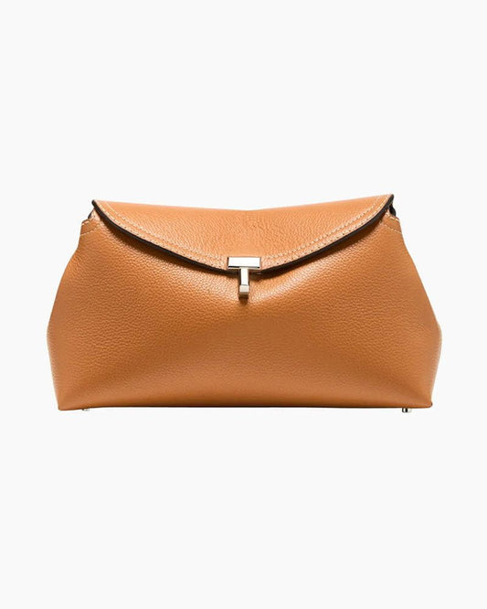 Women’s Elegant T-Lock Leather Clutch Bag