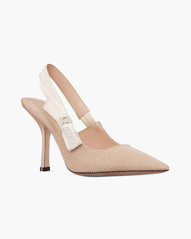 Modern Black Fabric Evening Pumps with Knot Strap Detail