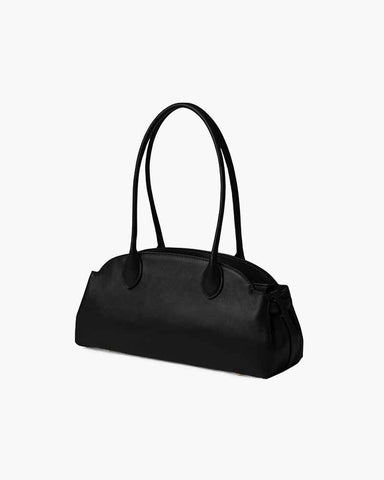 Elongated Leather Zip-Top Shoulder Bag