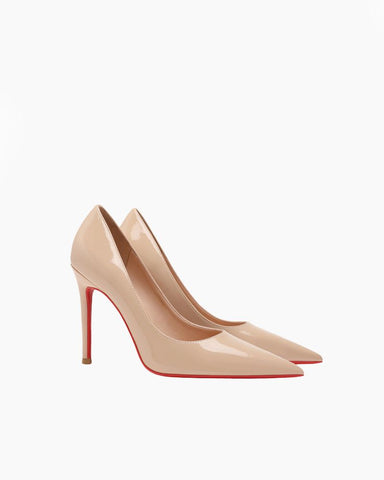 Leather Pointed Red-Sole Pumps