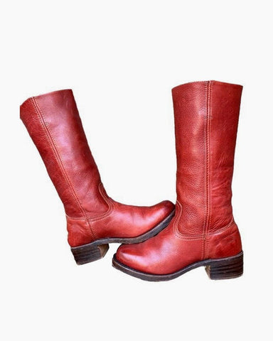 Black Leather Knee-High Boots