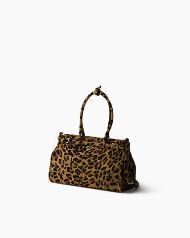 (Pre-sale)Large Leopard Print Calf Hair Tote Bag with Buckle Detail