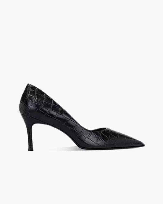 Croc-Embossed Pointed-Toe Stiletto Pumps