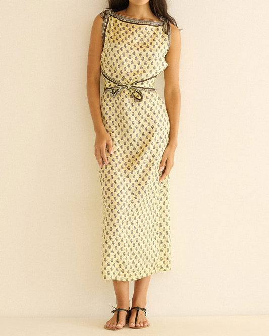 Women's Elegant Romantic Vintage-Inspired Floral Paisley Midi Dress