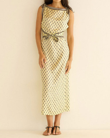 Women's Elegant Romantic Vintage-Inspired Floral Paisley Midi Dress