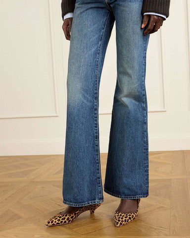 (Pre-sale)Leopard-Print Calf Hair Pointed Toe Kitten Heel Pumps