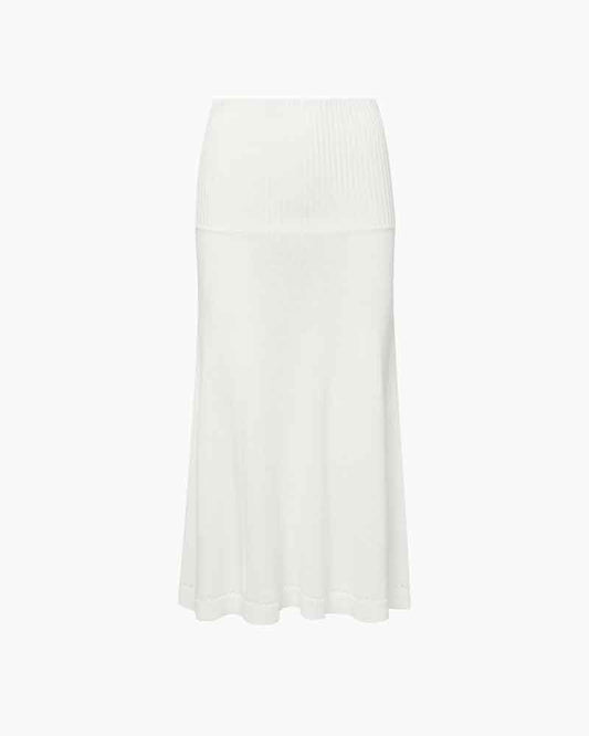 Women’s Off-White Pointelle Knit Fishtail Midi Skirt