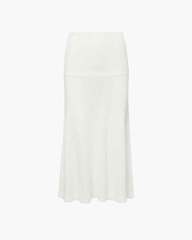 Women’s Off-White Pointelle Knit Fishtail Midi Skirt