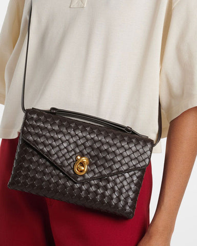 Intrecciato Leather Top Handle Bag with Knot Lock