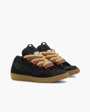 Curb Sneakers with Oversized Multicolor Laces