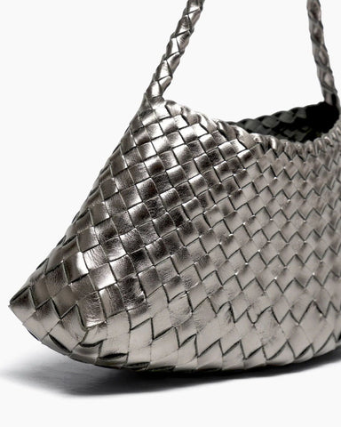 Silver Handwoven Metallic Shoulder Bag