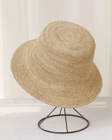 Raffia Wide Brim Bucket Hat