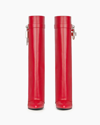 Women’s Midnight Padlock Wedge Red Boots