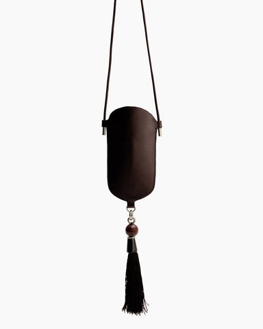 (Pre-sale)Leather Eyeglass Case Necklace with Tassel Detail