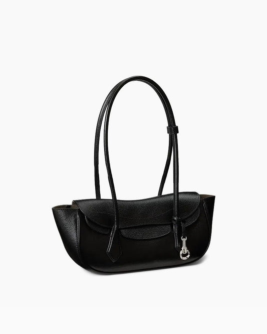 Vintage Crescent Flap Bag with Metal Hardware