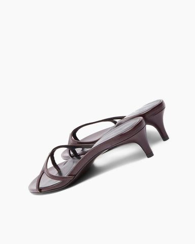 Women’s Burgundy Slim Strap Kitten Heel Sandals