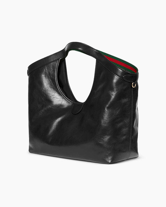 Large Black Leather Tote for Executive Daily Commutes