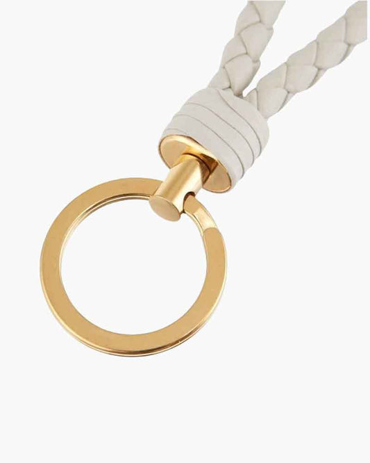 Woven Leather Key Ring with Intreccio Design