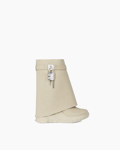 Silver Lock Biker Ankle Boots