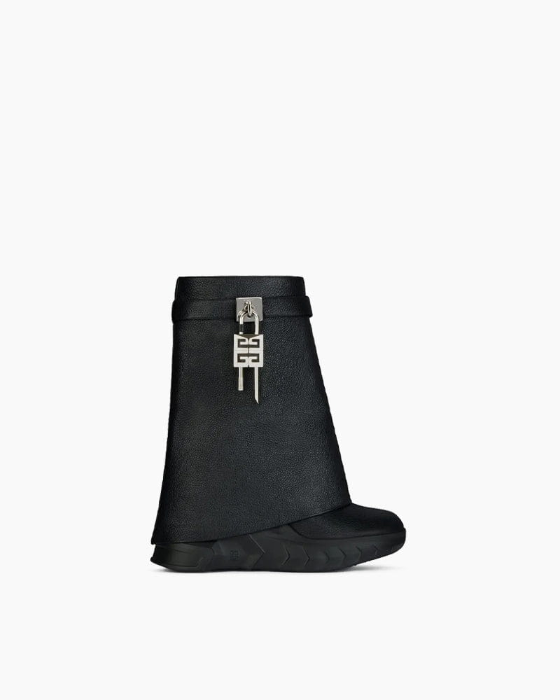 Silver Lock Biker Ankle Boots