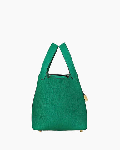 pre-salewomens-summer-resort-green-leather-bucket-bag