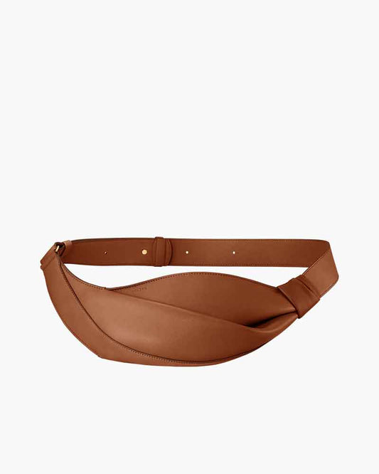 Nappa Leather Folded Crescent Crossbody Belt Bag