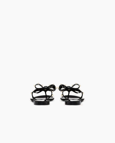 Rockstud Rubber Slippers with Bow and Pyramid Studs