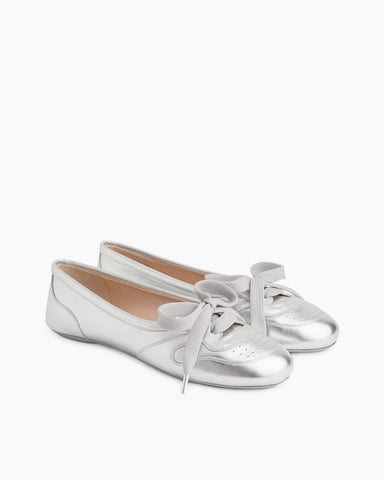 Soft Sheepskin Lace-Up Ballet Flats