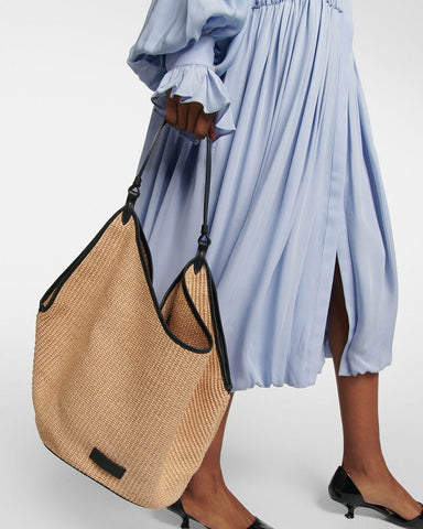 Women's Delicate Handwoven Raffia Shopper Tote