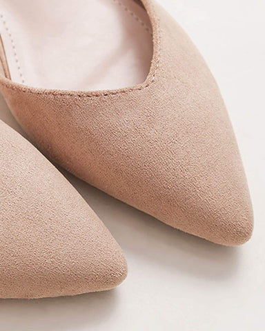 Pearl Buckle Pointed Toe Flat Loafers