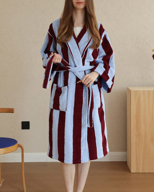 womens-skincare-routine-absorbent-striped-bathrobe
