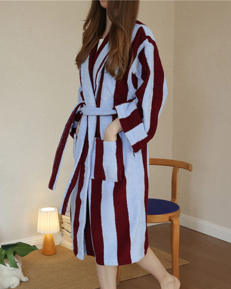 womens-skincare-routine-absorbent-striped-bathrobe