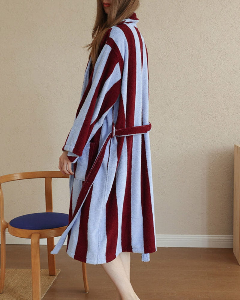 womens-skincare-routine-absorbent-striped-bathrobe