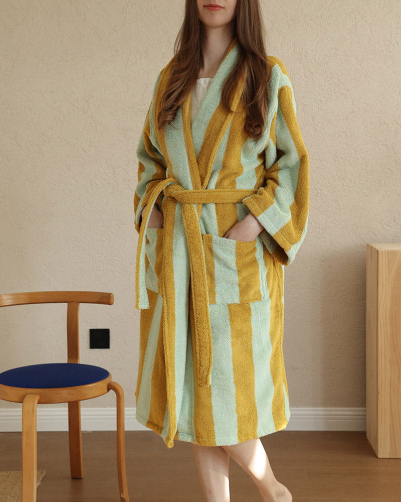 womens-skincare-routine-absorbent-striped-bathrobe