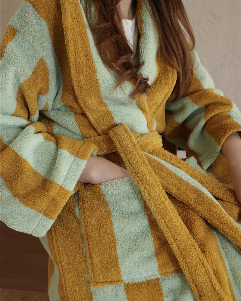 womens-skincare-routine-absorbent-striped-bathrobe