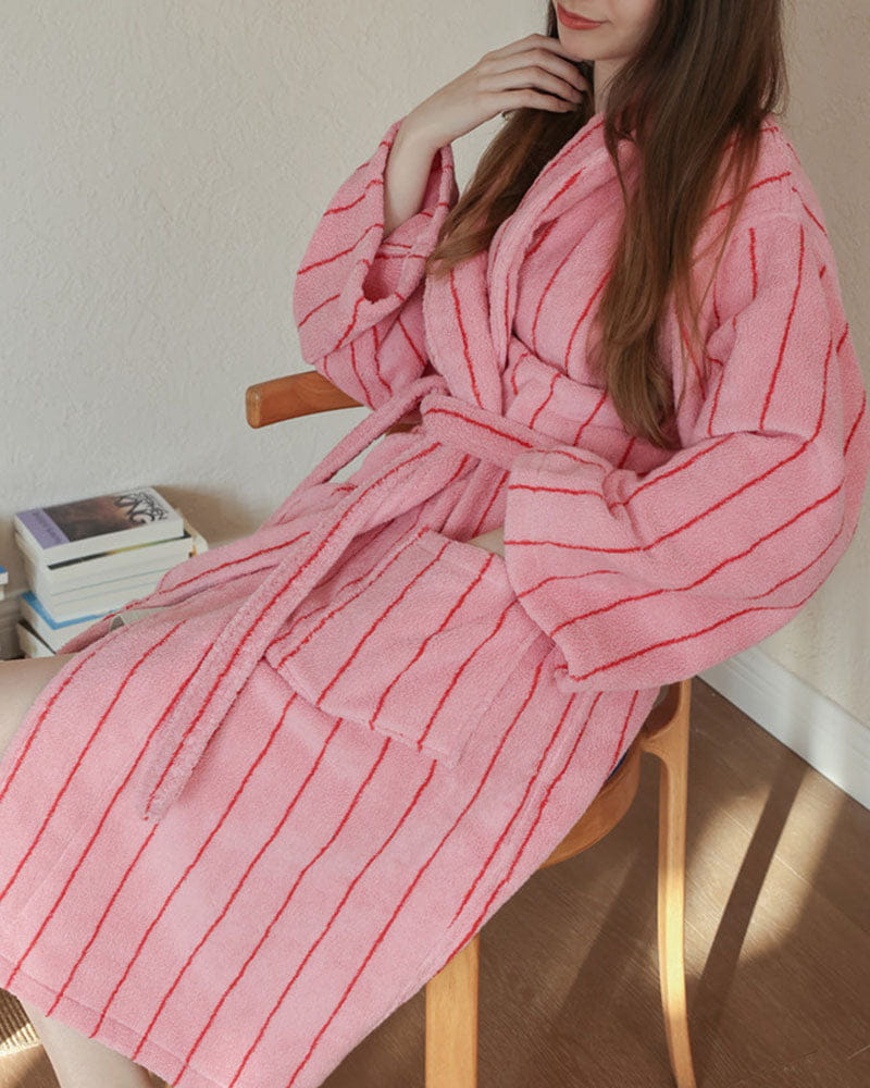 womens-skincare-routine-absorbent-striped-bathrobe
