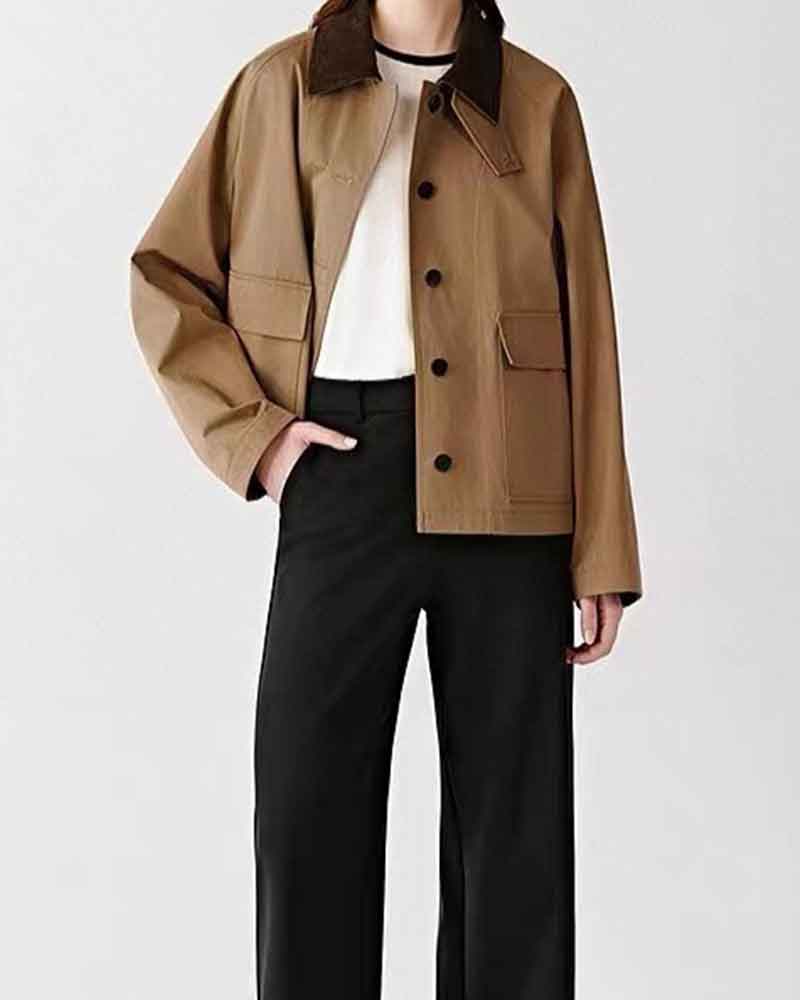 womens-airport-look-contrast-lapel-cotton-coat