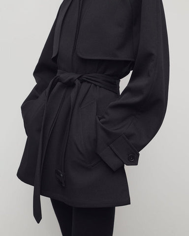 Women's Urban Chic Single-Breasted Virgin Wool Trench Coat