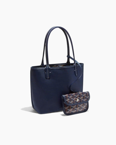 Mini Reversible Leather Canvas Tote Bag