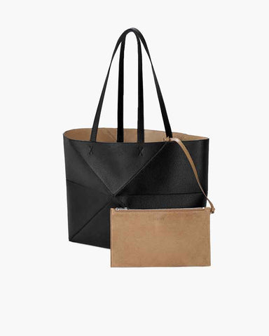Horizontal Puzzle Fold Leather Tote