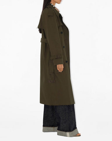 (Pre-sale)Office Classic Double-Breasted Trench with Check Lining