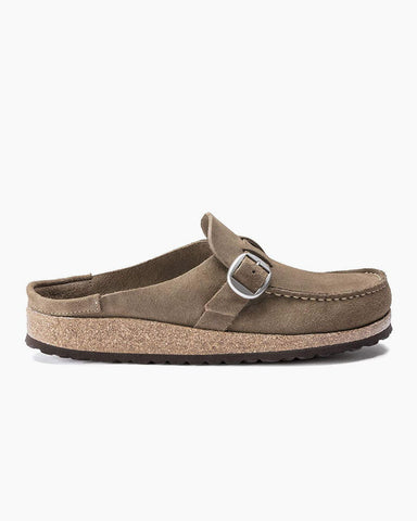 Women's Casual Suede Mules with Adjustable Buckle Strap