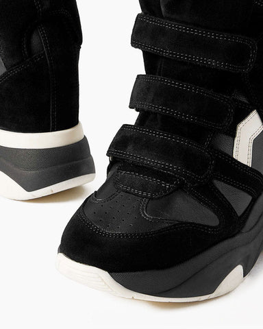 Genuine Leather and Suede High-top Wedge Sneakers