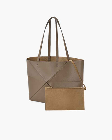 Horizontal Puzzle Fold Leather Tote