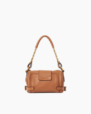 Small Grained Leather Bag Oversized Padlock