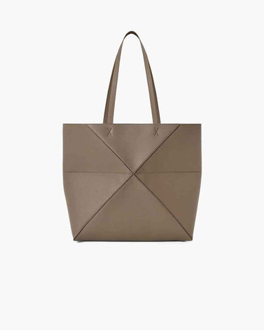 Horizontal Puzzle Fold Leather Tote