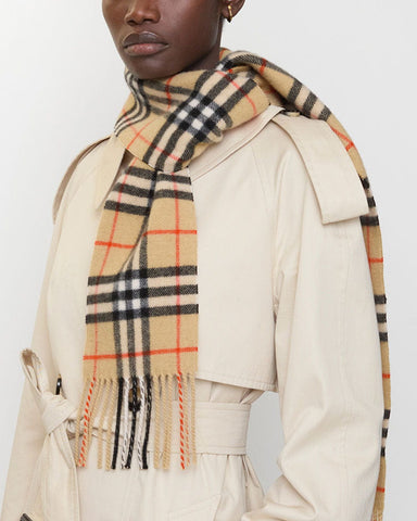 Slim Check Cashmere Shawl Fringes